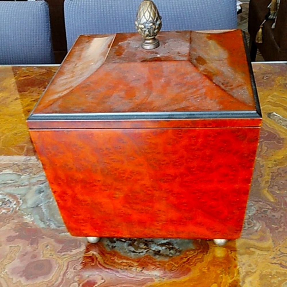 Burl wood look memory-keepsake box